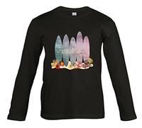 Supportershop Noir Shirt Manches Longues Surf Mixte Enfant, FR : 8 Ans (Taille Fabricant : 8 Ans)