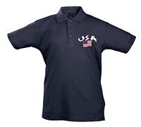 Supportershop Polo Rugby Enfant USA Enfant Bleu FR: S (Taille Fabricant: 4 Ans)