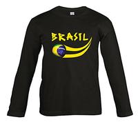 Supportershop T-Shirt Enfant Noir Manches Longues Brésil T-Shirt Enfant LS Brésil Noir Noir FR: 10 Ans (Taille Fabricant: 10 Ans)