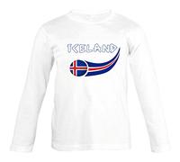 Supportershop T- Shirt Islande L/S Blanc Enfant Garçon, FR : S (Taille Fabricant : 4 Ans)
