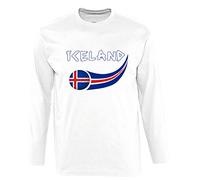 Supportershop T- Shirt Islande L/S Blanc Homme, FR : L (Taille Fabricant : L)