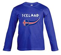 Supportershop T- Shirt Islande L/S Bleu Royal Enfant Garçon, FR : S (Taille Fabricant : 4 Ans)