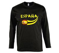 Supportershop T- Shirt Manches Longues Espagne Noir LS Homme Football, FR : L (Taille Fabricant : L)