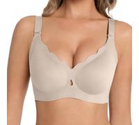 Supportive, Non-Wired Bra with Soft Underwire for Comfortable Everyday Life, Full Coverage and Seamless Cups for Optimal Support and a Beautiful Shape., Blue, M(Beige,XXL)