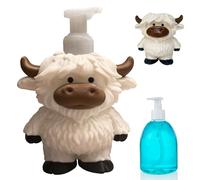 Supporto per Bottiglia di Mucca Highland per Sapone Liquido e Gel Doccia, Elemento Decorativo in Stile Fattoria per Dispenser di Sapone sul Bancone Della Cucina e Del Bagno - Bianco
