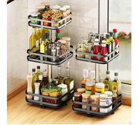 Supports à épices - DECONATION - Etagère rotative - 2 niveaux - 360° - Noir