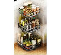 Supports à épices - DECONATION - Etagère rotative 3 niveaux - Noir - 59 cm - Modulable