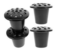 Supports à Fleurs pour Tombes Noirs 4 Pièces, 16 Trous | Plastique et Écume, Structure Stable et Robuste, Usage Cimetière et Funérailles