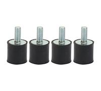 Supports Anti-Vibration en Caoutchouc, 4 Pièces, Isolateur de Vibration avec Goujons M3 M5 M6, Noir et Argent, pour Bateau Voiture Générateurs Machines Industrielles
