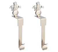 Supports Bas Noël Métal 4 Designs Elk Flocon Supports Bas Noël(Snowman) | Design antidérapant, pads clairs inclus, installation outils, motifs elk et flocon, charge max 10lbs