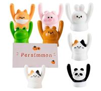 Supports Créatifs Animaux en Bois,Smavles 7Pcs Placez la Carte Les Détenteurs pour Photos avec Base en Forme d'animal de Dessin Animé pour Numéro de Table, Nom, Photo, Mémo, Photo (Animaux)