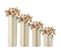 Supports cylindriques pliables, White Foldable Paper Cylinder Stands Acrylic Disc, 30cm Dia Mult Heights, 3/4/5 pcs(4pcs)