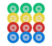 Supports de barbecue de 27 cm, passe au lave-vaisselle, 27 cm | Rouge vif, bleu, vert, jaune ; design réutilisable ; s'adapte aux assiettes standard ; idéal pour les festivals