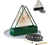 Supports De Bobine Anti-moustiques Porte Encens Spirale Anti Moustique Support De Bobine De Moustique avec Plateau, Support Vertical pour Maison, Jardin, Piscine, Terrasse (Vert,1 Pièces)