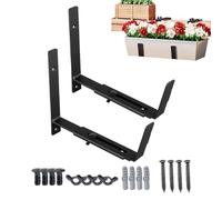 Supports de boîte de planteur réglables : support en fer robuste, style d'accrochage contre la casse | Support de fenêtre de balcon pour pots de fleurs, rail de couverture, clôture