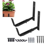 Supports De Fleurs - Suports Métalliques Pour Boîte À Fleurs, Fixations Réglables Antirouille | Accessoires Extérieurs Avec Conception Robuste, Supports Durables Pour Balustrade Terrasse Jardin
