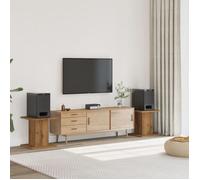 vidaXL Supports de Haut-parleurs 2 pcs chêne Artisanal Bois ingénierie, Support d'enceinte, Support d'enceinte de Bureau, Support d'enceinte HiFi