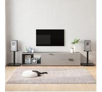 Supports de haut parleurs 2 pcs noir verre trempé 1 pilier