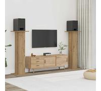 Support de haut-parleurs vidaXL 2 pcs Chêne Noir 30x30x80 cm en bois d'ingénierie