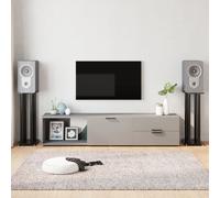 vidaXL Supports de Haut-parleurs 2 pcs Noir Verre trempé 4 piliers, Support d'enceinte, Support de Haut-Parleur de Moniteur, Support de Haut-Parleur au Sol