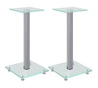 vidaXL Supports de haut-parleurs Argenté en verre trempé et aluminium – 55 cm