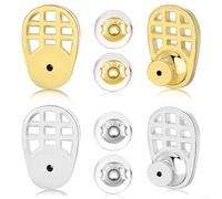 Supports de lobe d'oreille en grille pour boucles d'oreilles lourdes, fermoirs de boucles d'oreilles anti-affaissement avec bouchons en silicone, design géométrique en alliage de cuivre doré et or