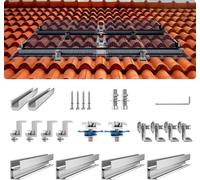 VEVOR Support de Fixation de Panneaux Solaires 4 Rails et 6 Pinces pour Toits