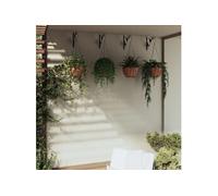 Supports de panier suspendu avec jardinières 4 pcs noir acier