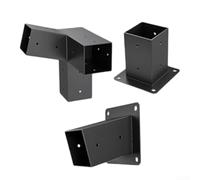 Supports de pergola en acier pour poteaux de 10,2 x 10,2 cm, support mural et matériel pour un assemblage facile (ensemble gauche 15°)