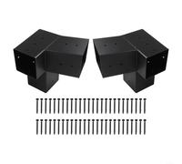 Supports de pergola inclinés robustes pour poteaux de 10,2 x 10,2 cm, kit de quincaillerie murale en acier pour tonnelle, porche extérieur et terrasse noir (gauche 15° + droite 15°)