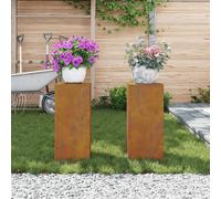 Supports de plantes d'extérieur vidaXL Pilier 2 pcs 24x24x55 cm Acier résistant aux intempéries