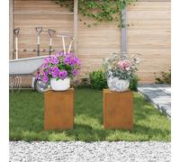 Supports de Plantes Extérieurs Pillar 2 pcs 24x24x35 cm Acier Résistant aux Intempéries,Supports pour Plantes,5.85KG-865812