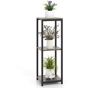 Supports De Plantes Métallique À 3 Niveaux Porte-Plantes D'angle Avec Dispositifs Anti-Basculement Organisateur De Pots De Fleurs Carré Gris Helloshop26 20_0009309 Multicolore