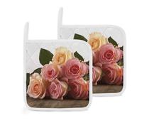 Supports de pots de fleurs en forme de roses - Isolation épaisse - Dessous de plat - Avec boucles de suspension - Manique de cuisine résistante à la chaleur - Polyvalents pour comptoirs, casseroles