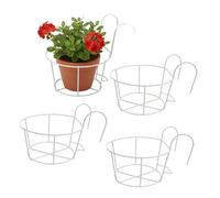 Supports de Pots de Fleurs Relaxdays, Lot de 4, H x L x P : 21 x 20 x 26 cm, résistant à la Corrosion, Balcon, Blanc