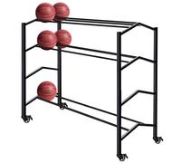 Supports de Rangement pour Tapis de Yoga, Ballons, Panier de Basket à roulettes - Grand Support de Sport avec roulettes verrouillables pour Garage de Gym, Support d'entraînement en Acier ino