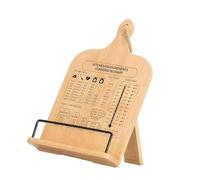 Supports de recettes en bois avec tableau de conversion intégré pour mesurer les liquides secs et les températures du four
