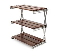 Supports de table de pique-nique portables, étagère pliante en bois d'extérieur avec sac de transport, table pliante sans installation, étagère de rangement à 3 niveaux pour le camping, le barbecue, l