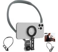Supports de téléphone portable Support de téléphone magnétique pour le cou Fermeture rapide Multi-angle réglable Support de téléphone avec sangle et anneau métallique Perspective à la première personn