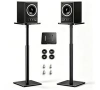 Supports d'enceintes, Lot de 2 Supports de Sol universels pour Enceintes Surround, Hauteur réglable de 72 à 120 cm, capacité de Charge de 25 kg chacun, système de Rangement des câbles, antidérapants