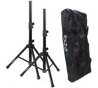 Ibiza - SS01B-MINI - 2 Supports d’Enceintes en Aluminium de Max 1,20m et 30kg - Housse de Transport Incluse - Noir