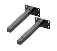 Supports d'étagère de tuyau carré noir Support d'étagère industriel en acier inoxydable Support en métal robuste for étagères flottantes murales, 2 pièces(200mm/7.9in)