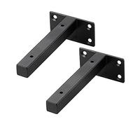 Supports d'étagère de tuyau carré noir Support d'étagère industriel en acier inoxydable Support en métal robuste for étagères flottantes murales, 2 pièces(150mm/5.9in)