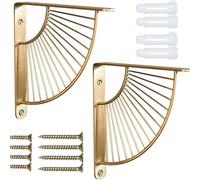 Supports d'étagère en laiton, Équerre Étagère de Qualité Supérieure - Support d'Étagère Murale avec Équerre Fixation - Set de 2 Équerres, Cadre de Support en Fer de 90 degrés pour Étagères Murales