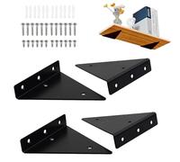Supports d'étagère flottants de 10,2 cm, matériel d'étagère flottante robuste, support d'étagère triangulaire de 7,6 cm, support mural caché, support d'étagère noir