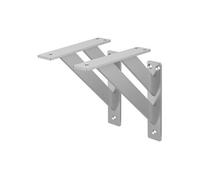 ML-Design Lot de 2 Supports d'Étagère, 180 x 180 mm, en Aluminium, Argent, Double, Style Industriel, Équerre pour Étagères Murales, Flottantes et Projets de Bricolage, Matériel de Montage Inclus