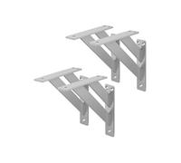 ML-Design Lot de 4 Supports d'Étagère, 180 x 180 mm, Argent, en Aluminium, Robuste, Style Industriel, Équerre pour Étagères Murales Flottantes et Projets de Bricolage, Matériel de Montage Inclus