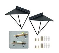 Supports D'étagère Muraux, 2x Equerre Pour Etagere Épingle Cheveux Noir/or/blanc, Supports D'étagère Flottants Multifonctionnel, Supports Triangulaire Pour Diy/décoration,Black-16x17cm/6.3*6.7in