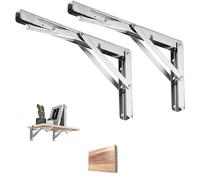 Supports d'étagère pliants pour établi d'extérieur, en métal et acier robuste, pliables, muraux, pliables, pour gagner de l'espace sur la table argent 350mm