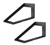 Supports d'étagère, supports d'étagère multifonctionnels à montage mural en métal à 90 °, supports d'étagère flottants pour étude de cuisine et jardin avec vis, 2 pièces ( Color : Black , Size : 15*10